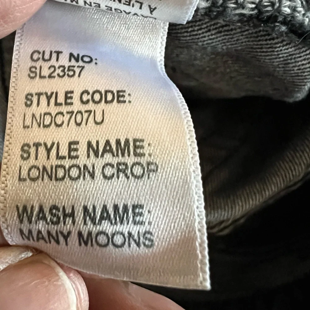 SLVRLAKE London Crop Jeans 27 High Rise Straight Leg Black Gray Wash USA Y2K - Picture 7 of 7